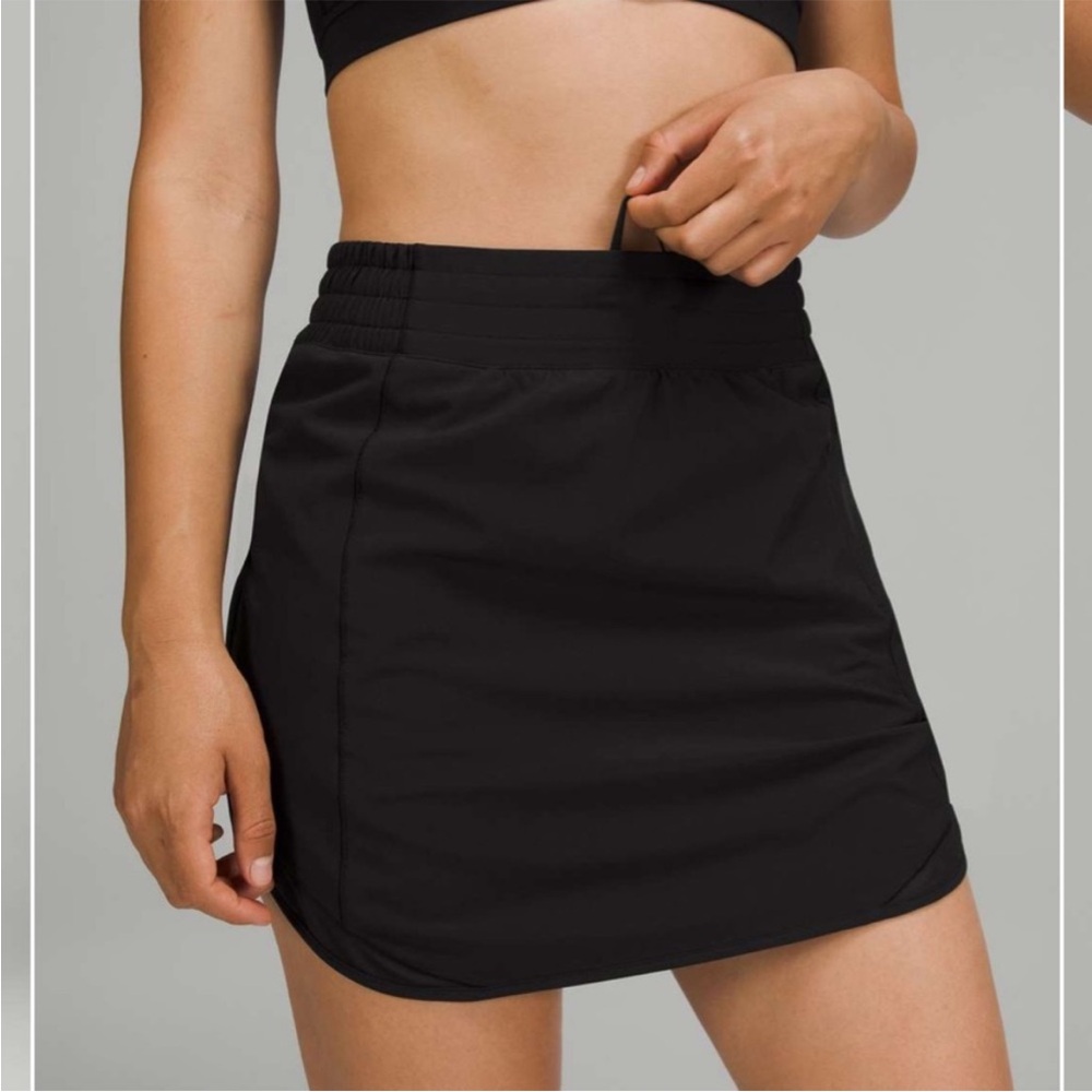 NWOT Lululemon Hotty Hot High Rise Long Reflective Skirt Black size 6
